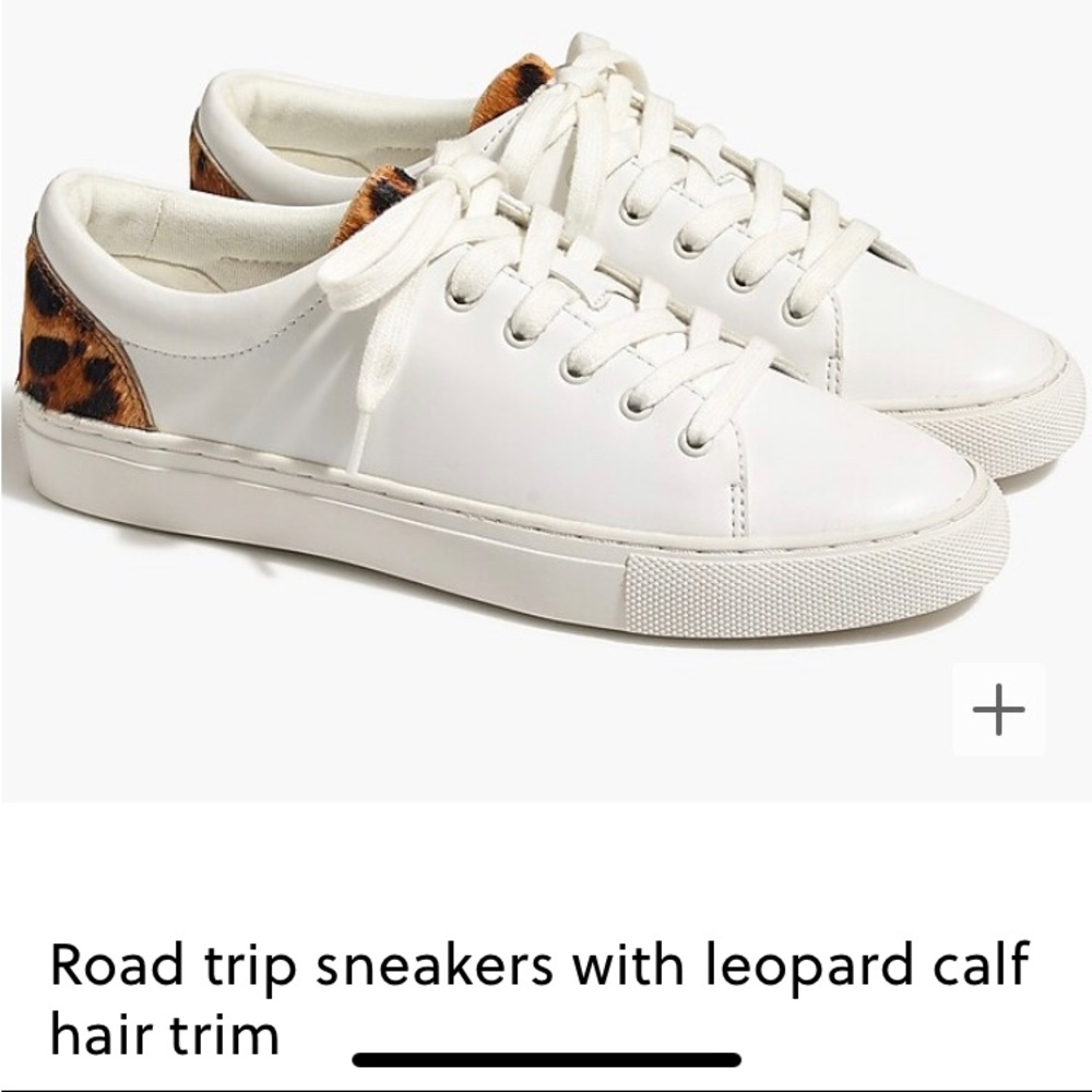 J Crew Road Trip Sneaker with Leopard Calf Hair Details